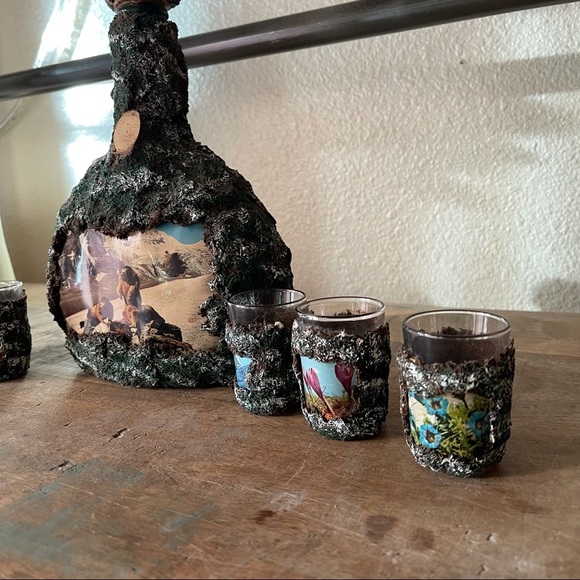 retro vintage, mid century modern european set of 7 pieces decanter shot glass - Picture 7 of 9